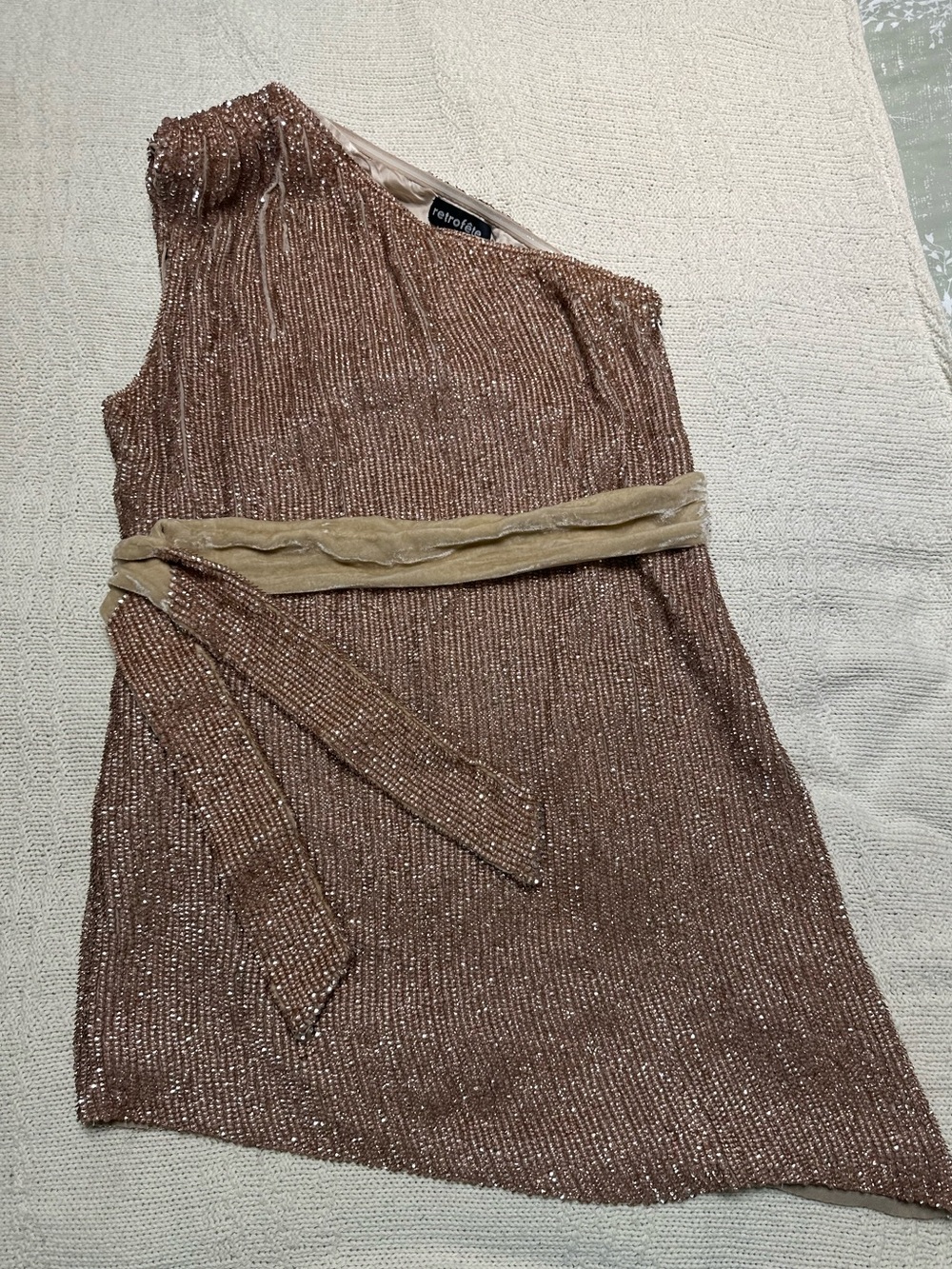 Retrofete Taupe Sequin Dress Sz M